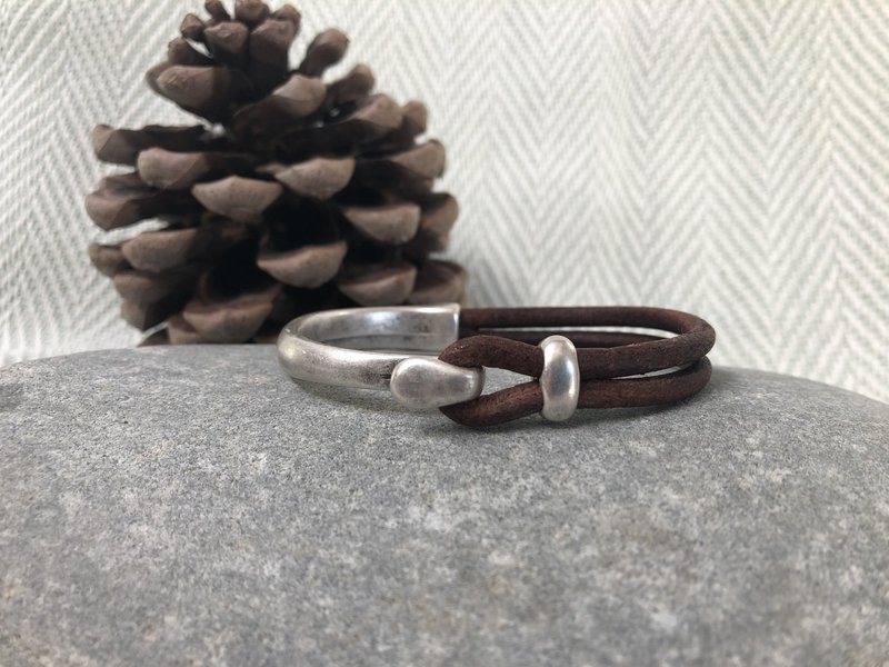 Half Leather Bracelet - Matt Chestnut