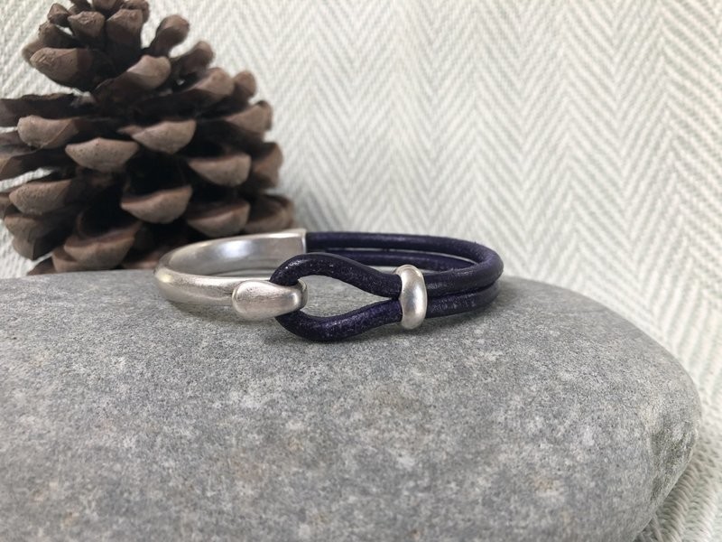 Half Leather Bracelet - Black