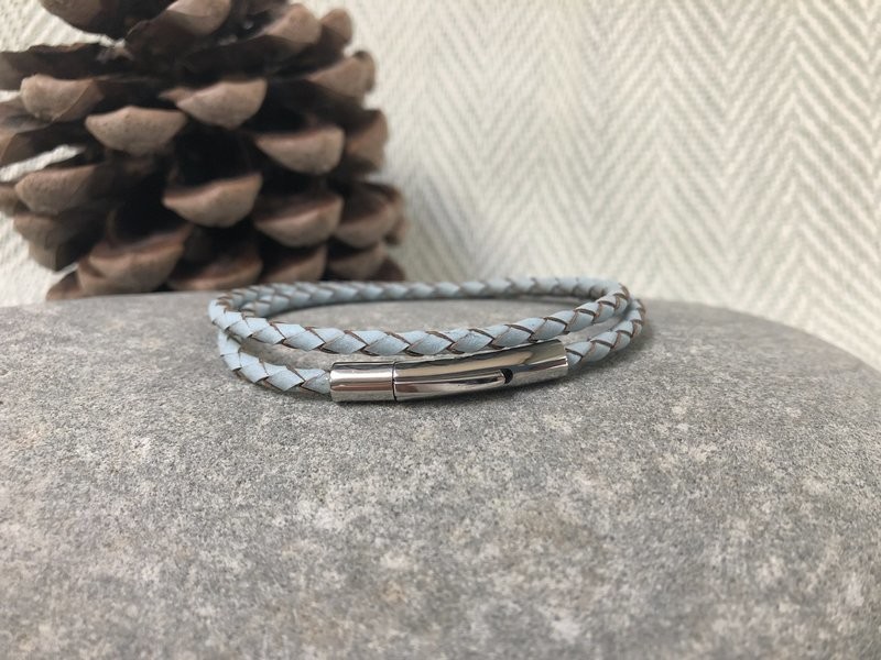 Double Leather Bracelet - Pastel Blue