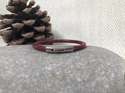 Leather Bracelet - Dark Red