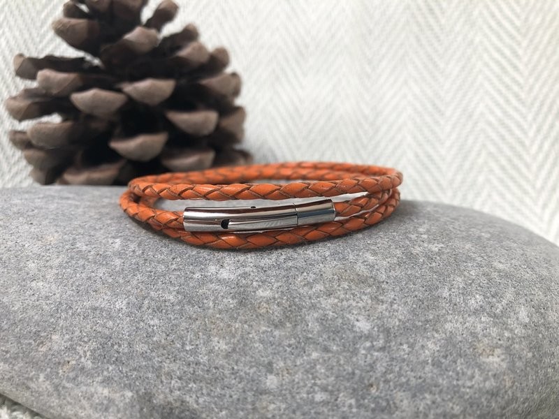 Leather Bracelet -  Orange