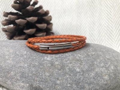 Leather Bracelet - Orange