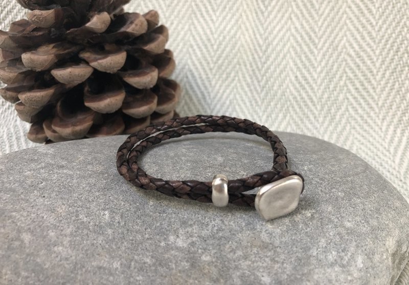 Braided Leather 4mm Bracelet - Chocolate