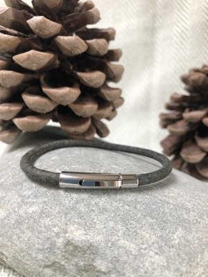 Leather 5mm Bracelet - Distressed Black/Grey