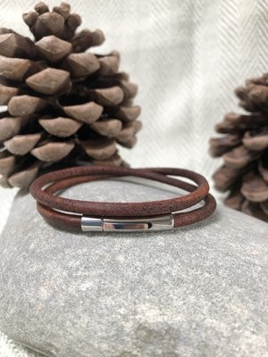 Double 5mm Leather Bracelet - Chestnut Brown