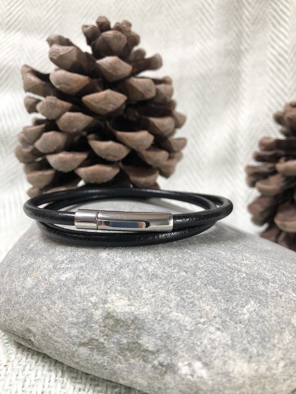 Double 5mm Leather Bracelet - Black