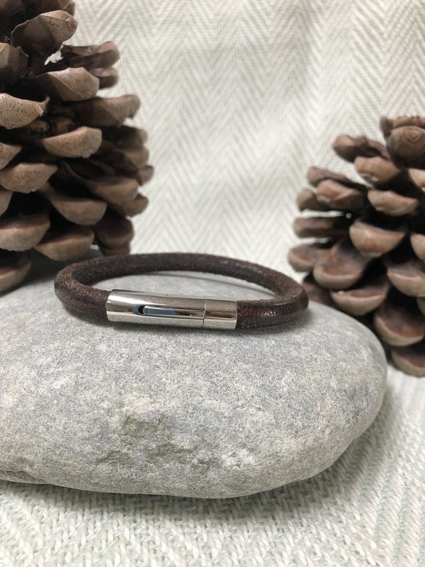 6mm  Leather Bracelet - Brown