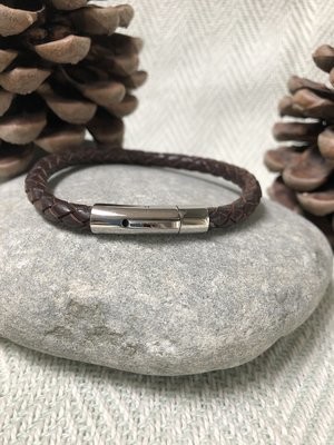 Braided 6mm Leather Bracelet - Brown