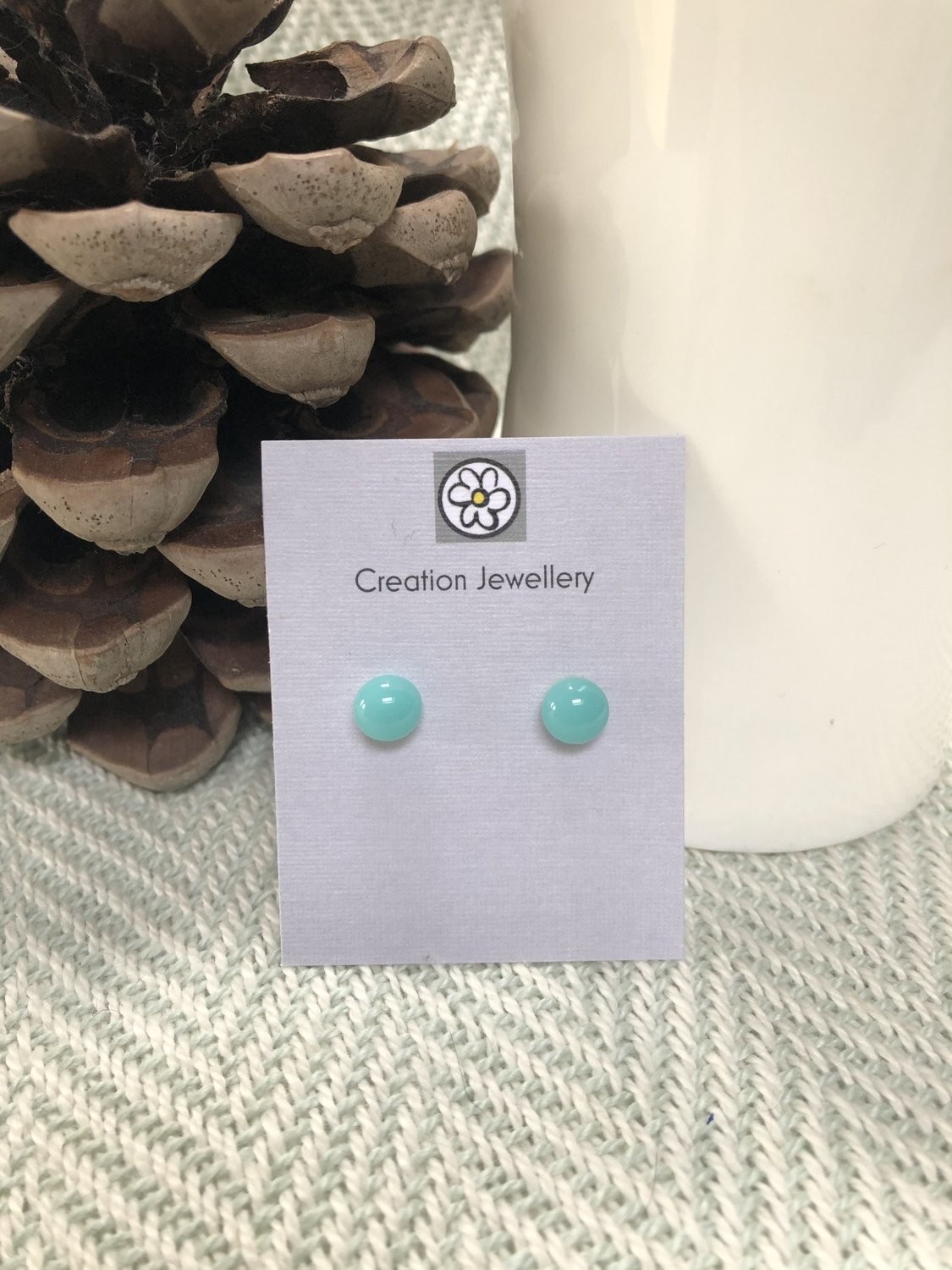 Fused Glass and Sterling Silver Earrings - Light Turquoise