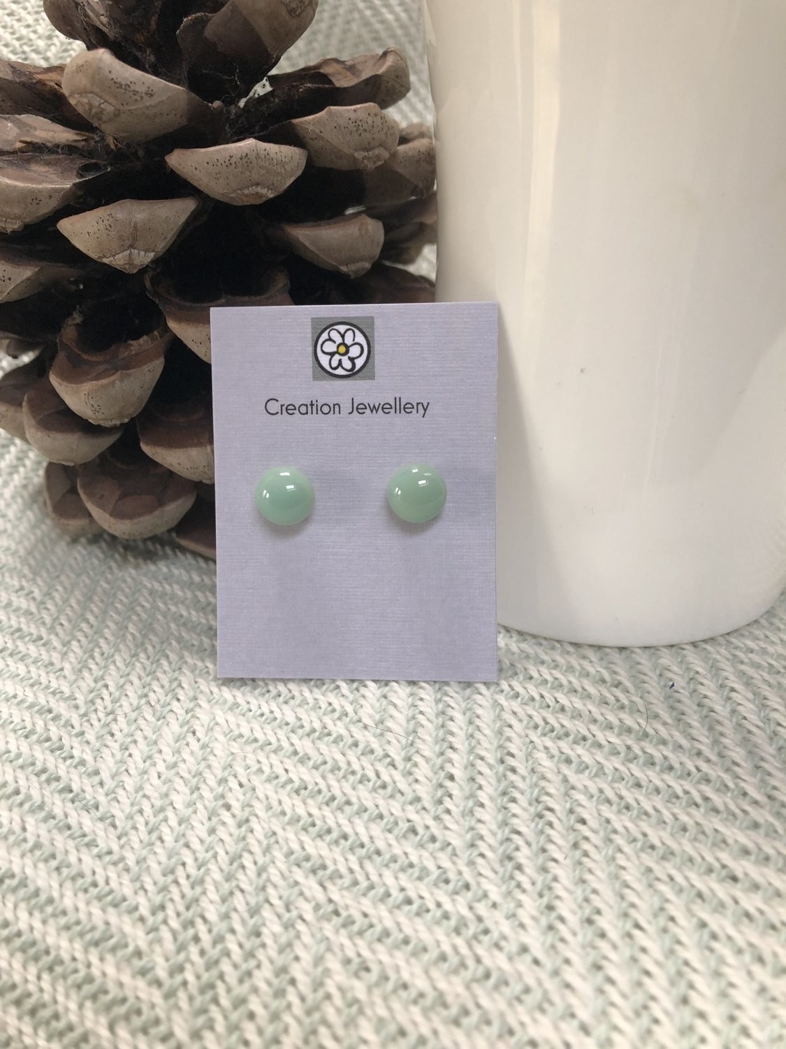 Fused Glass and Sterling Silver Earrings - Celadon Green