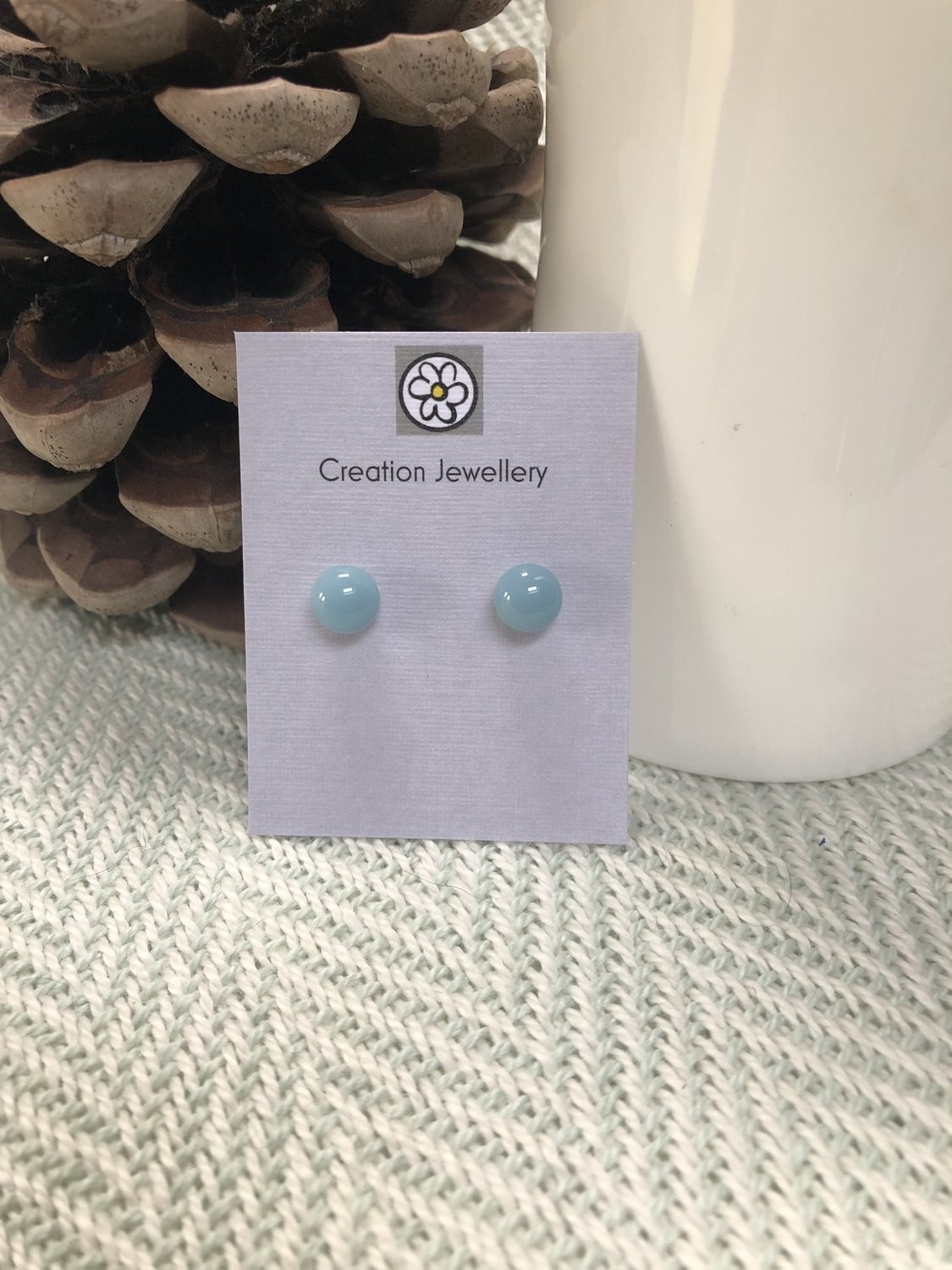 Fused Glass and Sterling Silver Earrings - Pastel Dusky Blue