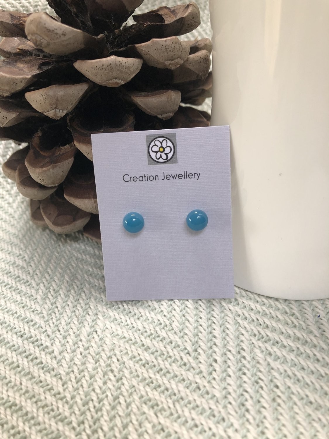 Fused Glass and Sterling Silver Earrings - Blue