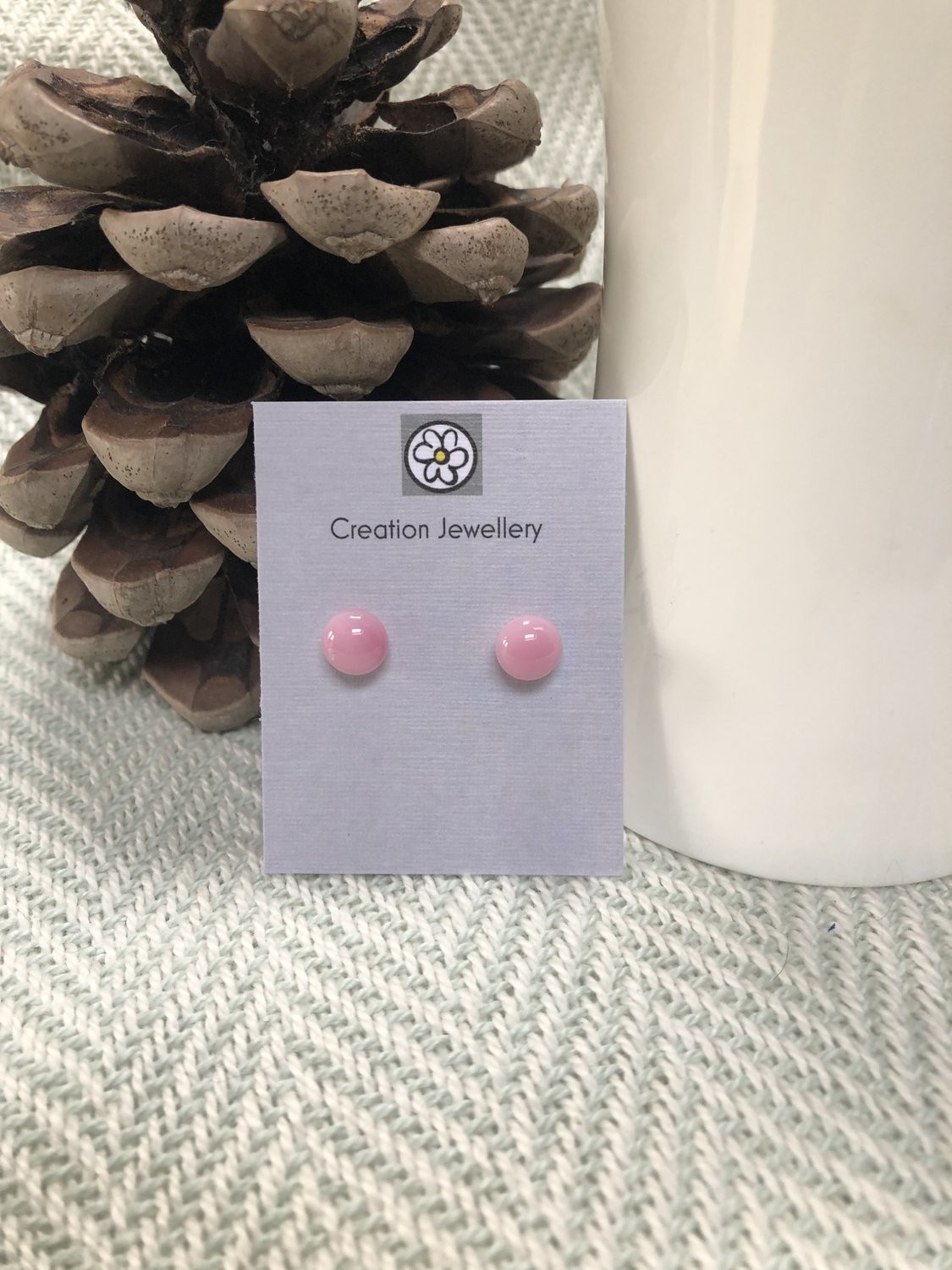 Fused Glass and Sterling Silver Earrings - Swirly Pink