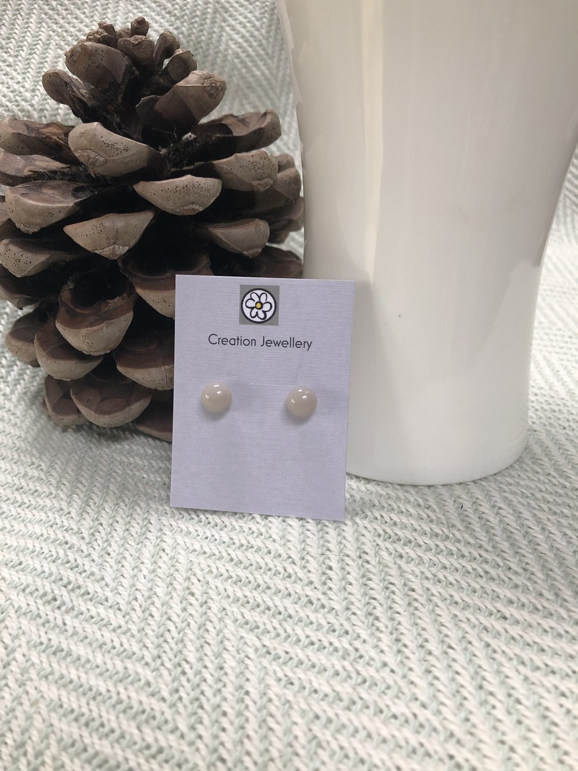 Fused Glass and Sterling Silver Earrings - Taupe
