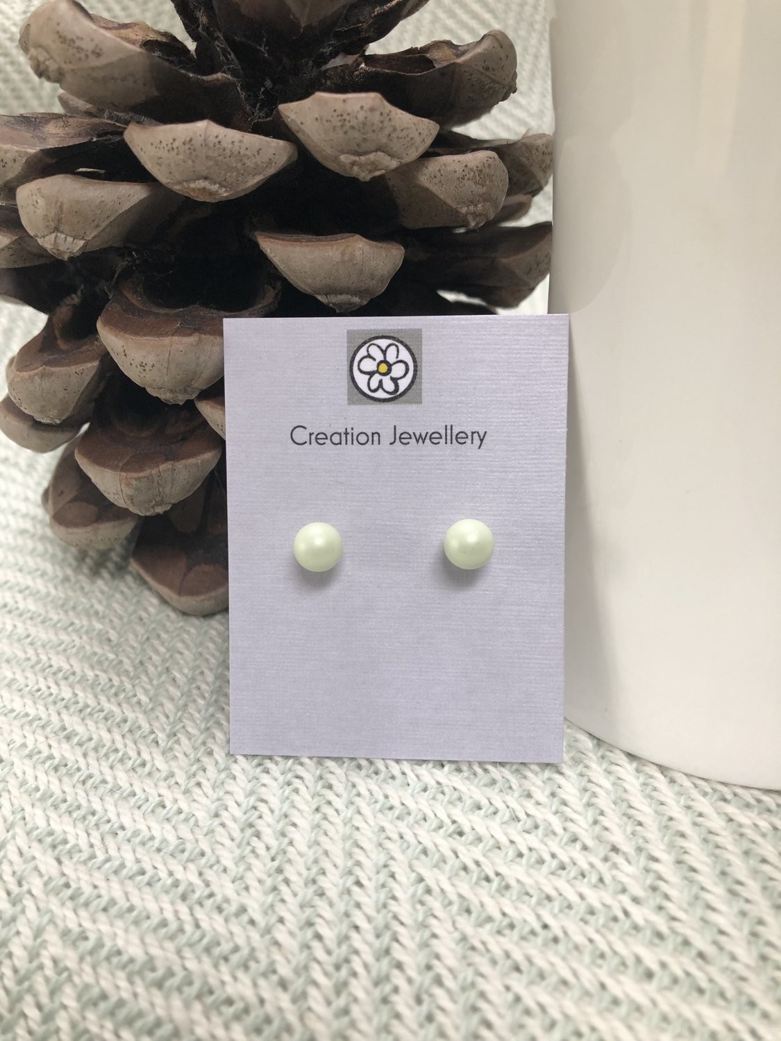 Swarovski Pearl Sterling Silver Earrings - Pastel Green