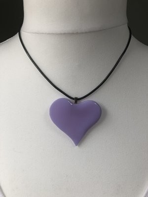 Glass Heart Pendant - Bright Lilac