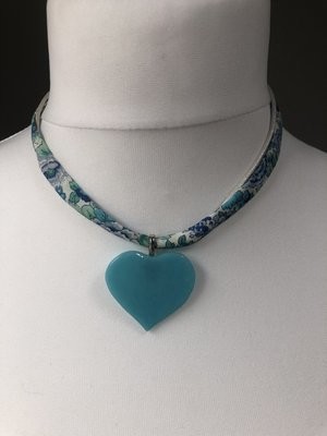 Glass Heart Pendant - Turquoise