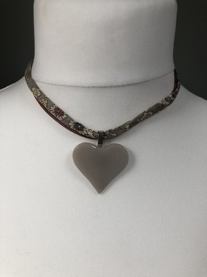 Glass Heart Pendant - Taupe
