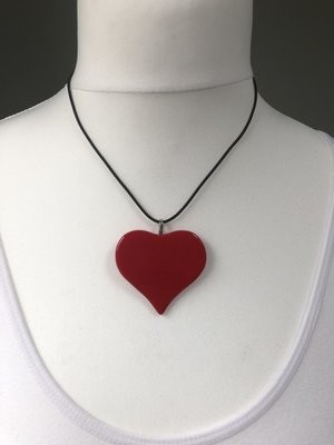 Glass Heart Pendant - Red
