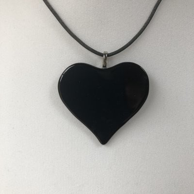 Glass Heart Pendant - Black