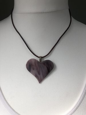 Glass Heart Pendant - Purple Streaky