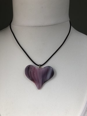 Glass Heart Pendant - Pink and Purple