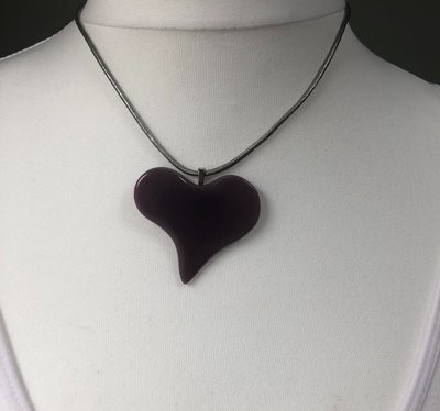 Glass Heart Pendant - Purple