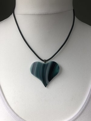 Glass Heart Pendant - Teal, Grey, Blue & Lilac