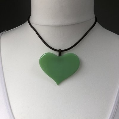 Glass Heart Pendant - Apple Green
