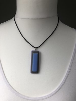 Glass Heart Pendant - Grey, Blue & Lilac