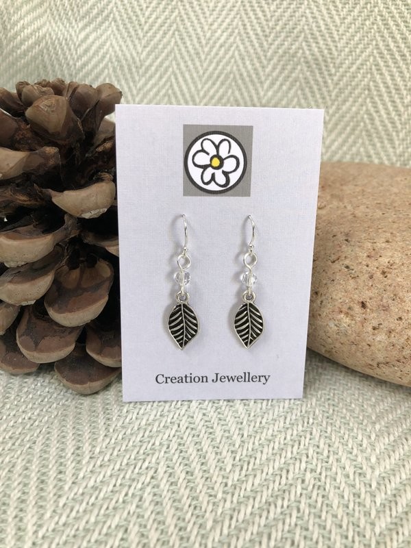 Leaf Drop Earring with Swarovski Crystal
