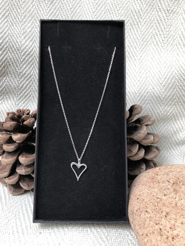 Sterling Silver Open Heart Necklace