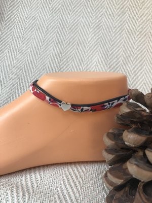 Liberty Fabric Anklet - Navy and Red