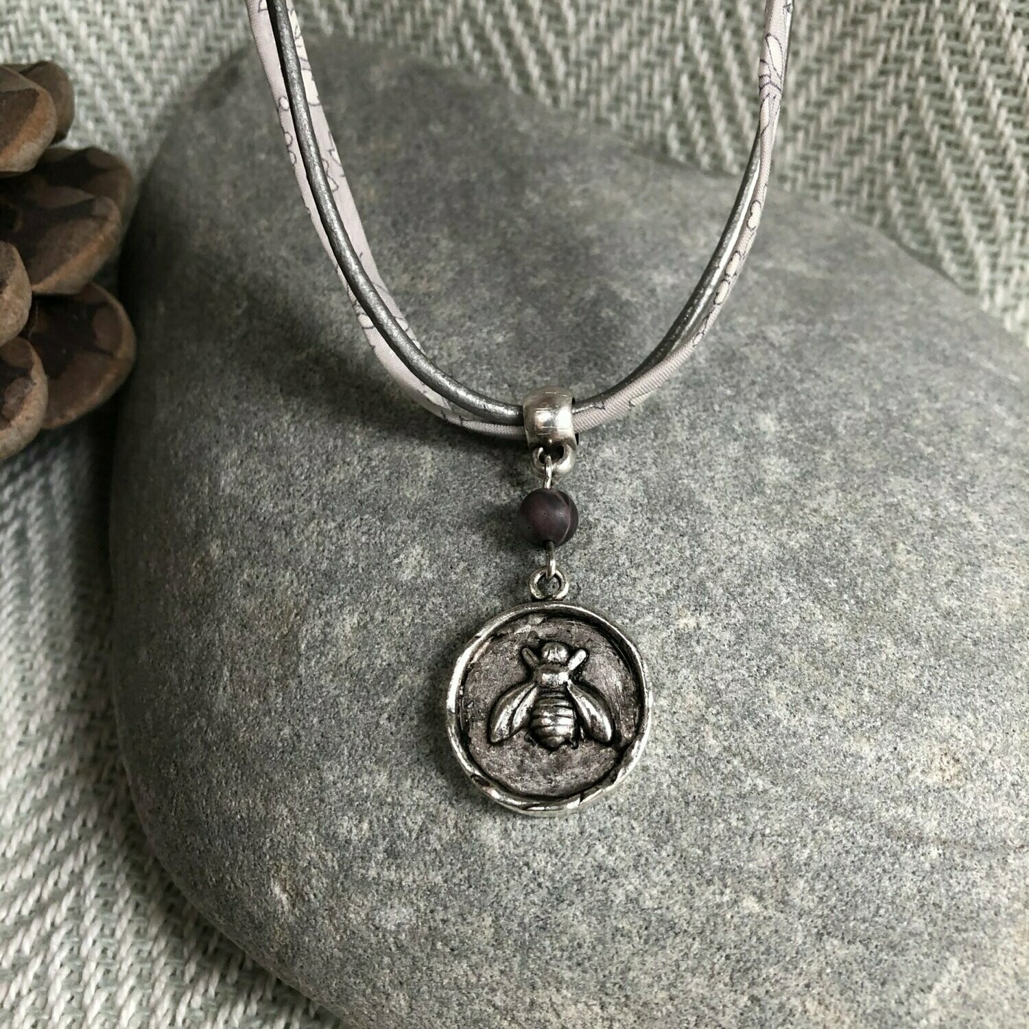 Bee Necklace - Grey