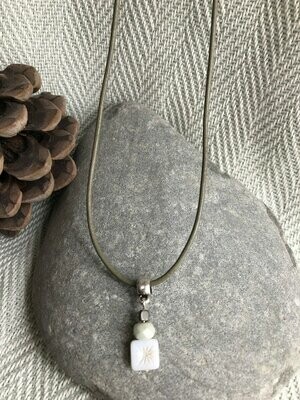 White Pendant Necklace - White and Green