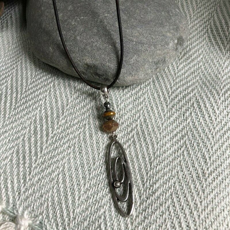 Long Oval Charm Necklace