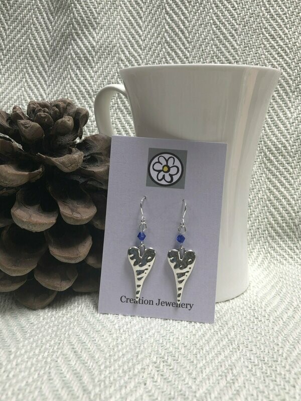 Antique Silver Heart Drop Earrings