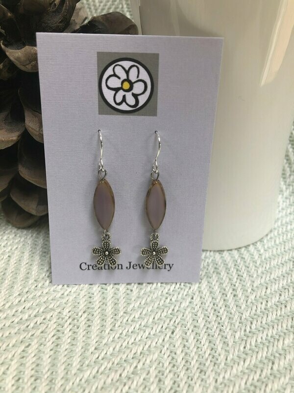 Flower Drop Earrings - Lilac
