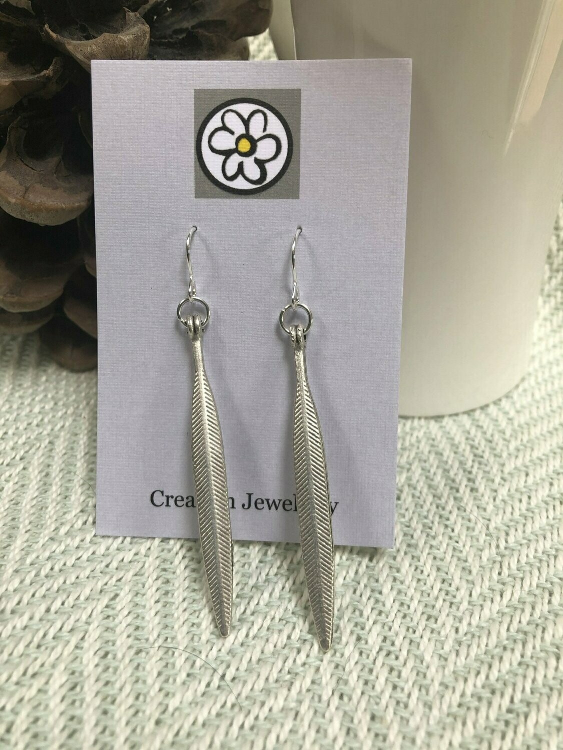 Long Feather Drop Earrings