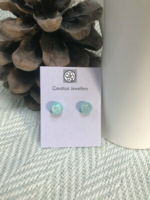 Dichroic Glass Earrings - Light Turquoise
