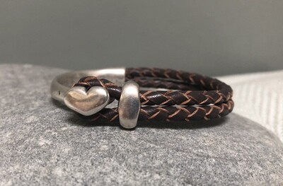 Braided Half Leather Bracelet - Taupe