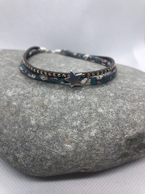 Anklet - Grey, Dusky Teal and Sparkles