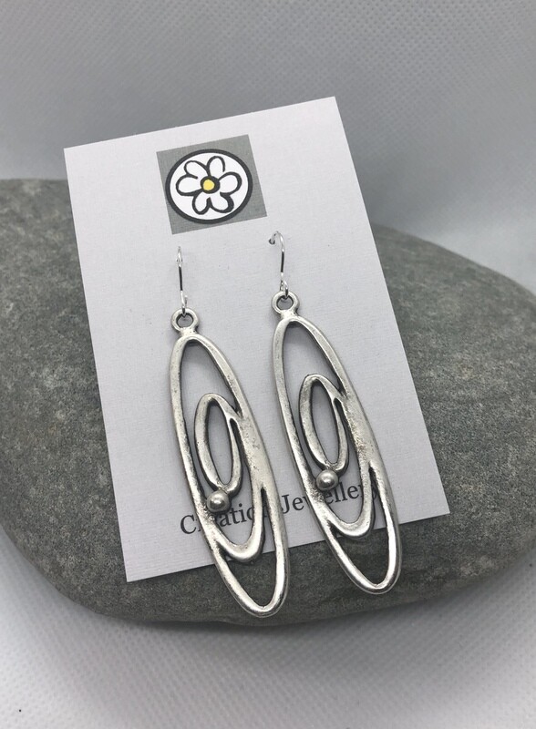 Large Oval Drop Earrings