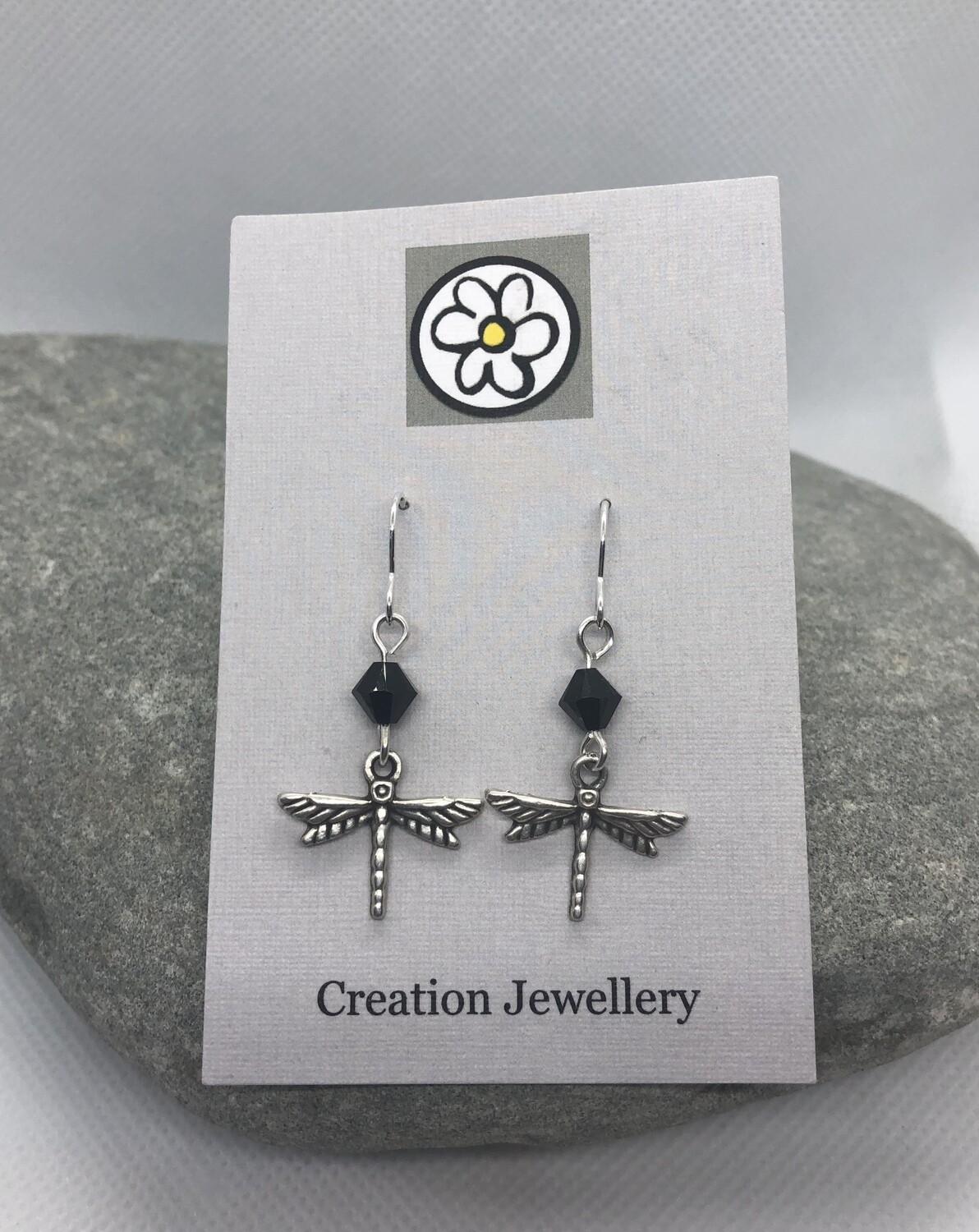 Dragonfly Drop Earrings - Black