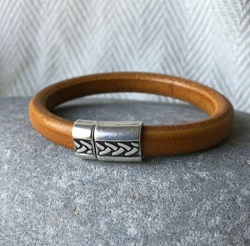 Chunky Leather Bracelet - Ochre