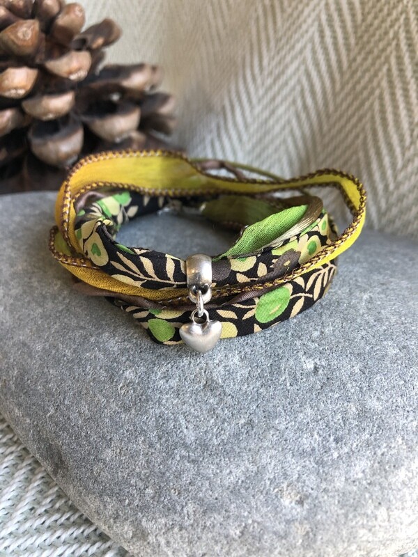 Liberty Print Wrap Bracelet - Greens/Ochre