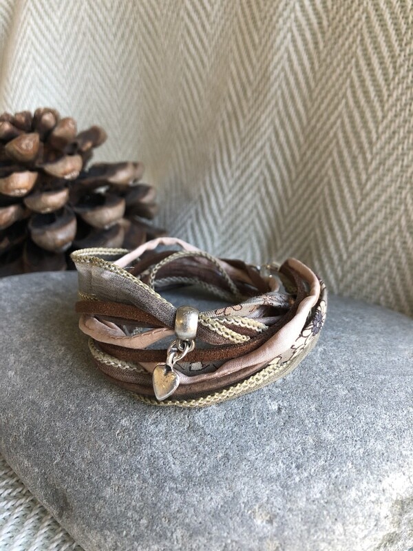 Liberty Print Wrap Bracelet - Taupe
