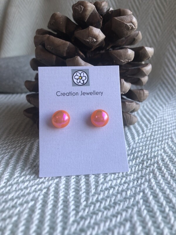 Dichroic Glass Earrings - Orange