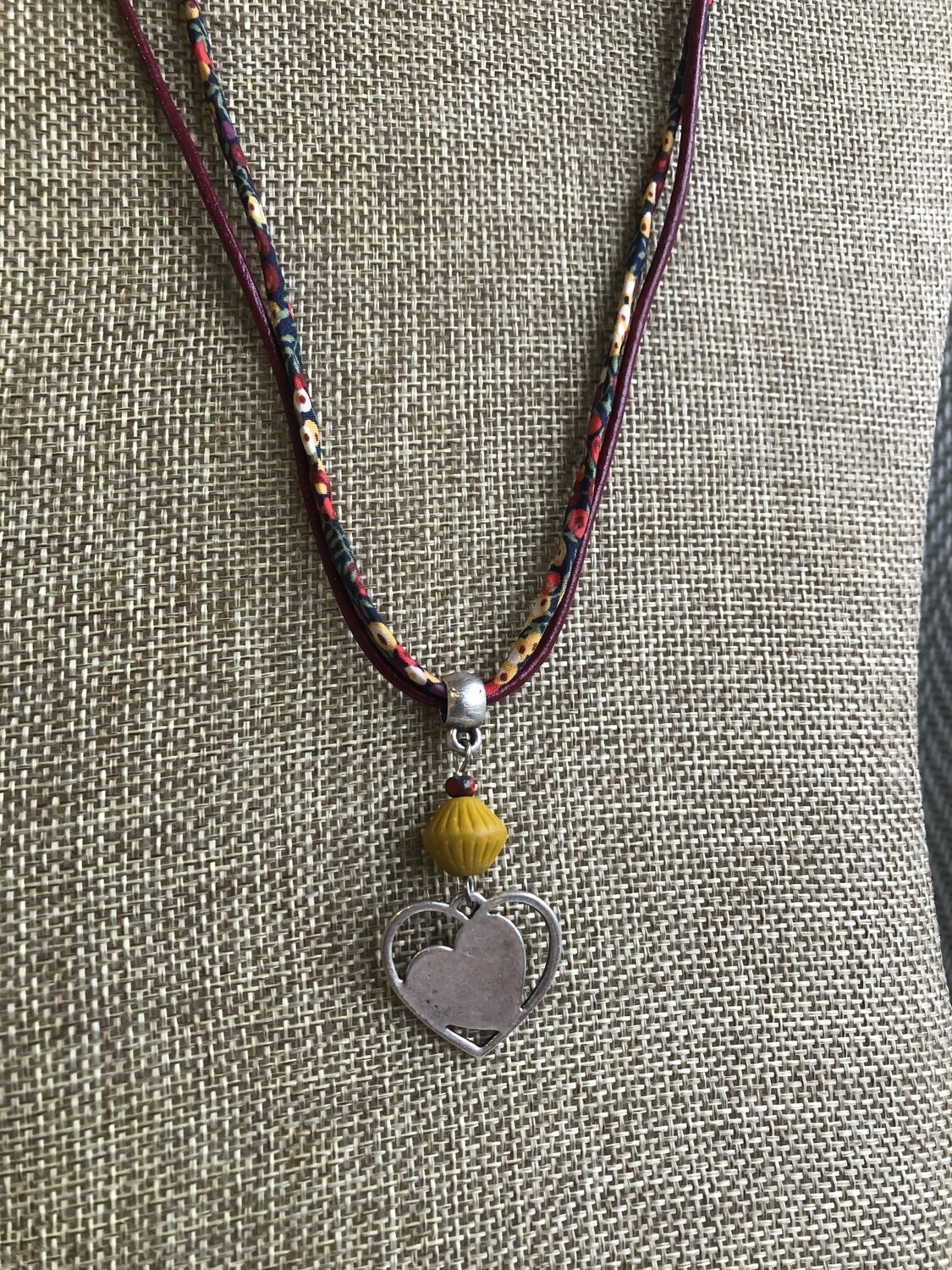 Red and Ochre Heart Necklace