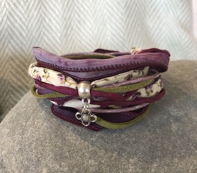 Purple/green Triple Wrap Bracelet